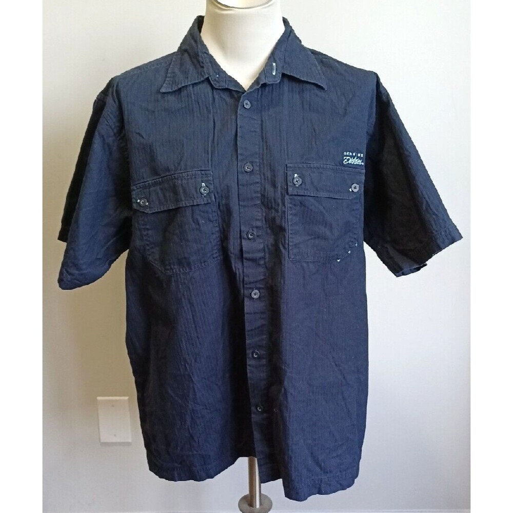 Dickies Men's Blue Collared Button Down Shirt Short Sleeve XL(46-48) 100% Cotton